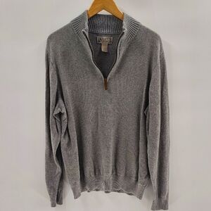 Duluth Trading Co Gray Pullover Quarter Zip Sweater Size Large Long Sleeve